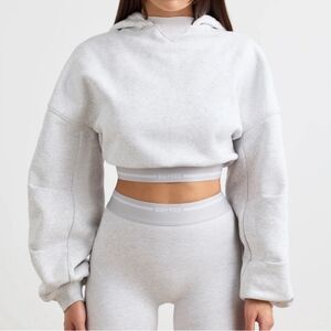 Bo & Tee light grey cropped hoodie